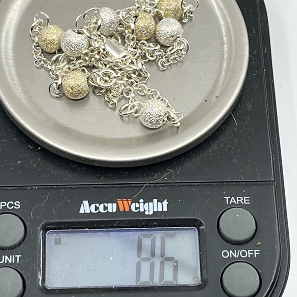 Vintage Milor Italy .925 Sterling Silver & Gold-Plated Stardust Bead Necklace - Picture 17 of 17